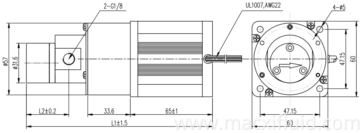 Bomba de engranaje de accionamiento magnético de acero inoxidable de acero inoxidable M1.50S57HS60